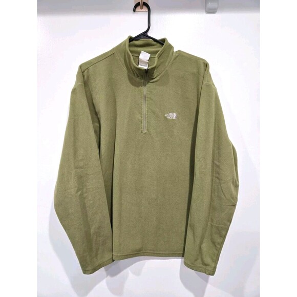 The North Face Fleece Men's Med Green 1/4‎ Zip Pullover Sweater Mock Neck - Picture 1 of 6
